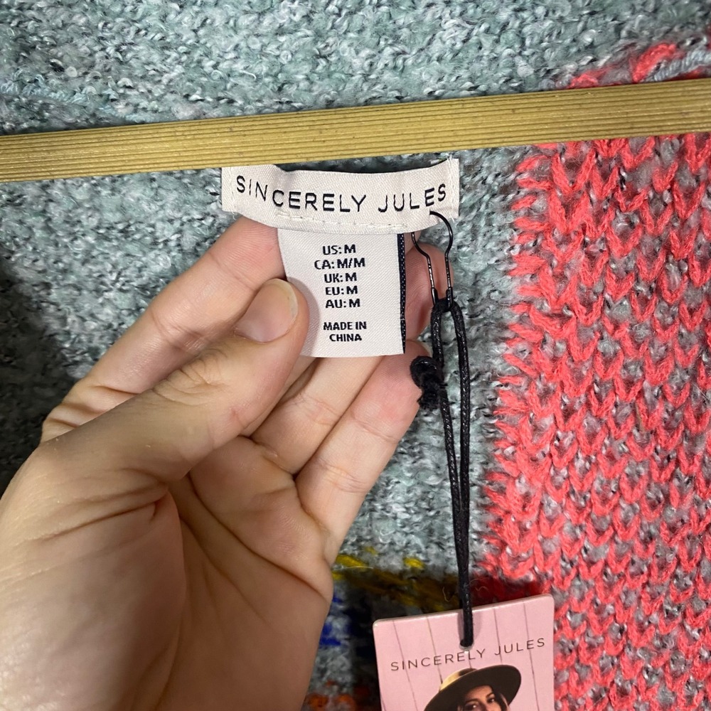 NWT Sincerely Jules Patchwork Open Front Knit Car… - image 6